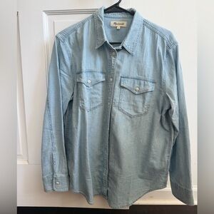 NWOT Madewell Western Detail Chambray Light Blue Denim Shirt